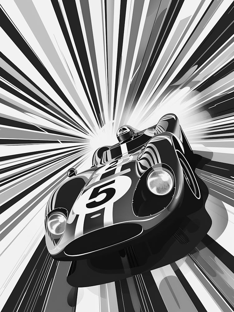 Black And White Racing Car 1