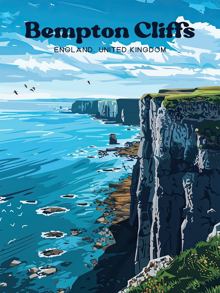 Bempton Cliffs England Nature Reserve Art Illustration