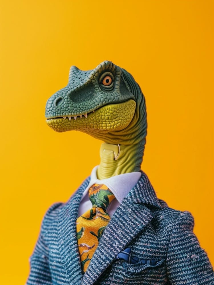 Toy Dinosaur In A Suit & Tie 1