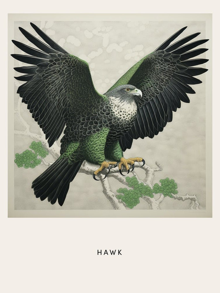 Ohara Koson Inspired Bird Painting Hawk 3 Poster