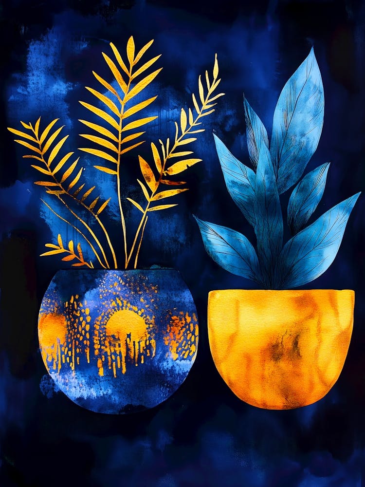 Two Potted Plants nature flowers art