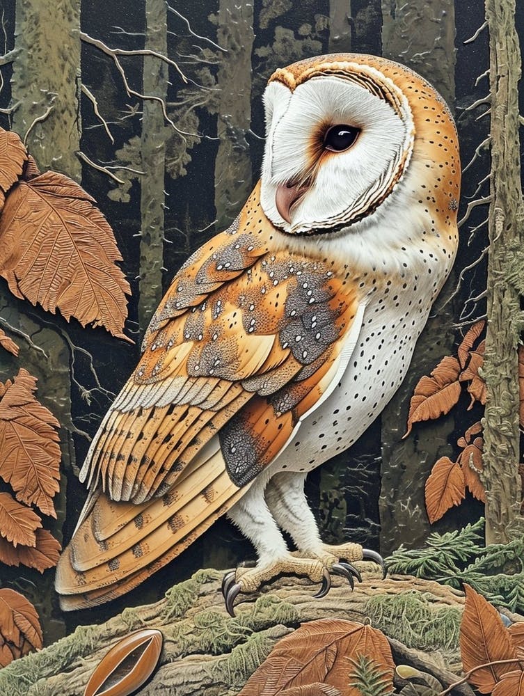 Barn Owl Relief Illustration 3
