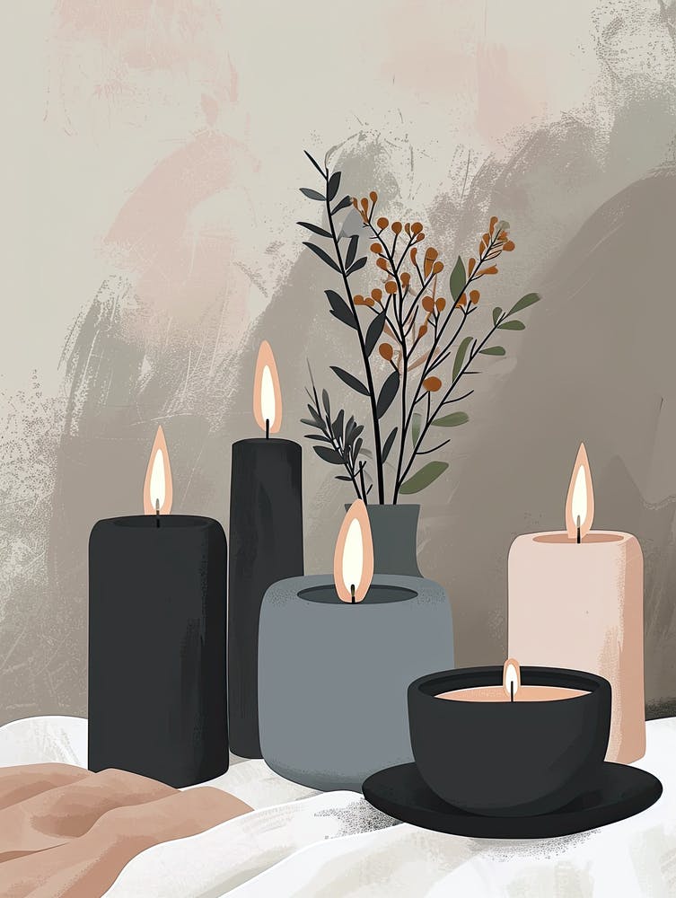 Candles And Flowers, Hygge