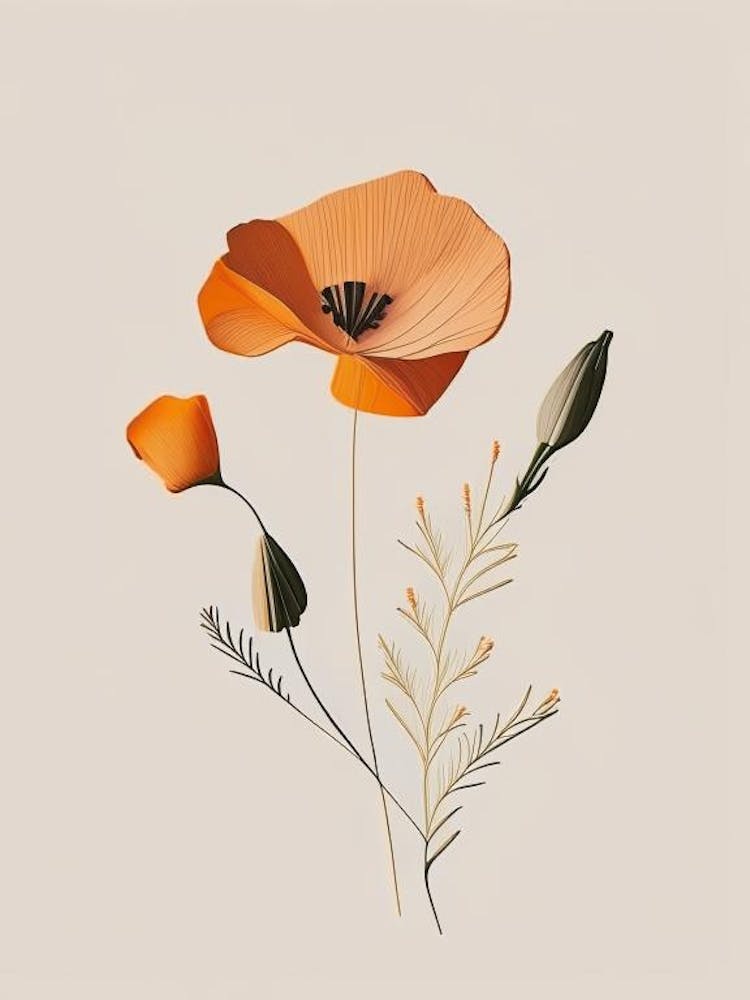California Poppy Spices And Herbs Retro Minimal 5