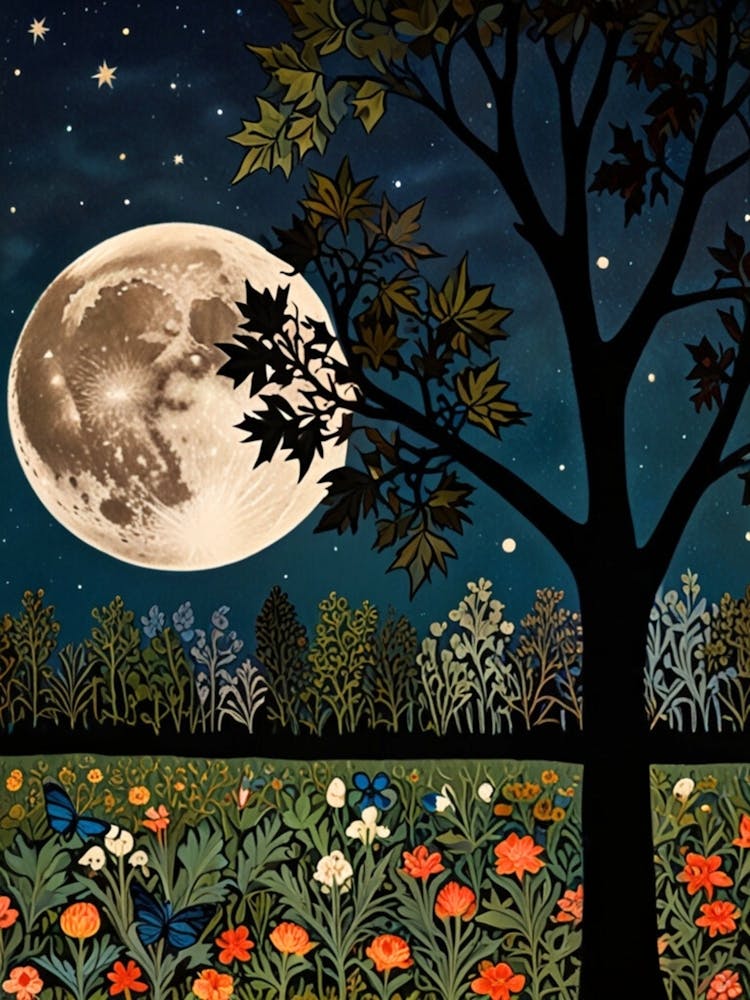 William Morris Moonlight In The Field 1
