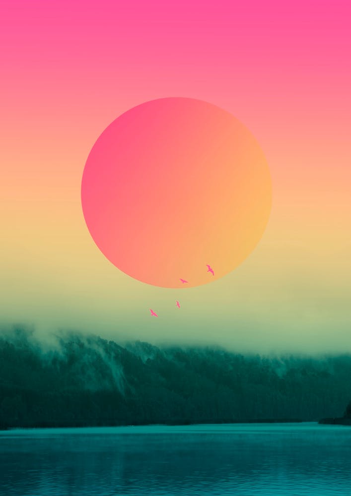 Landscape With Graphic Sun