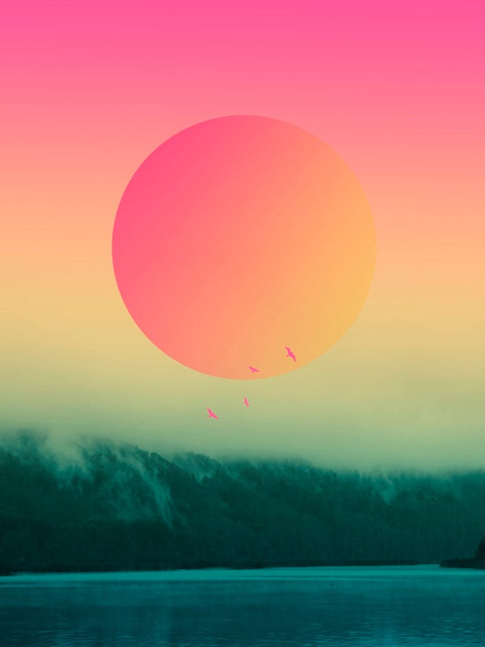 Landscape With Graphic Sun