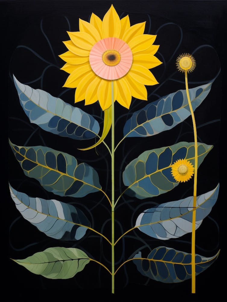 Sunflower 4 Hilma Af Klint Inspired Flower Illustration