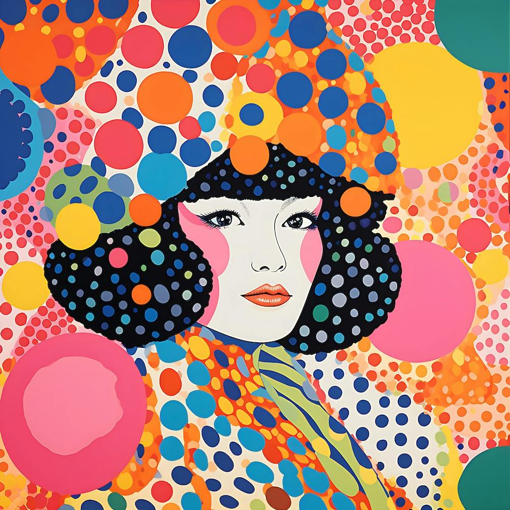 Yayoi Kusama Inspired Oriental Woman Print Design
