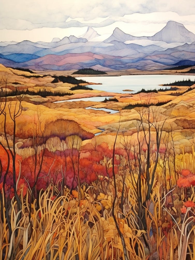 Autumn National Park Painting Tierra Del Fuego National Park Argentina