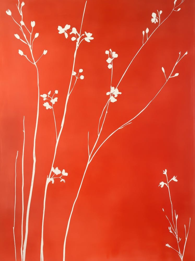 White Flowers On A Red Background 1