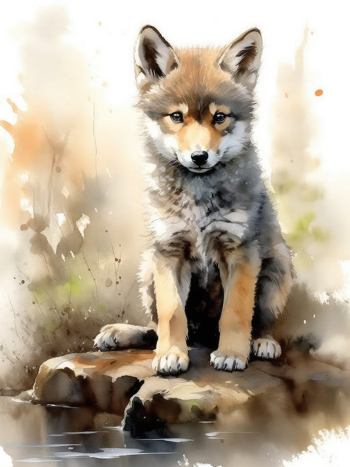 Baby Wolf Watercolor 1