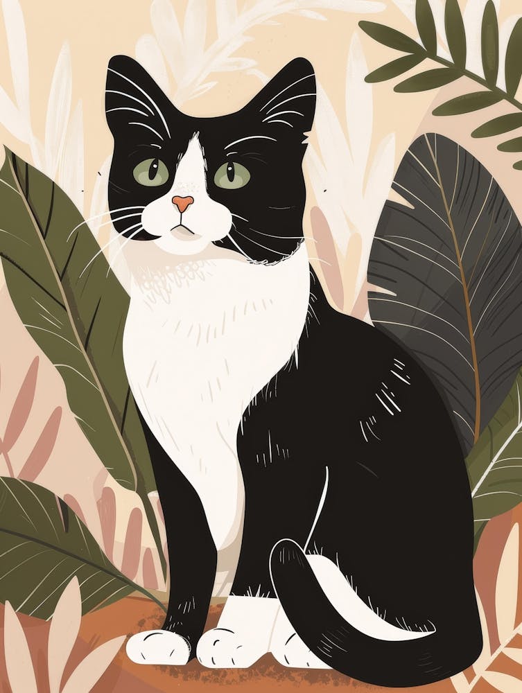 Katze mit Blättern 5