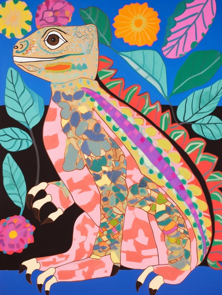 Maximalist Animal Painting Iguana 2