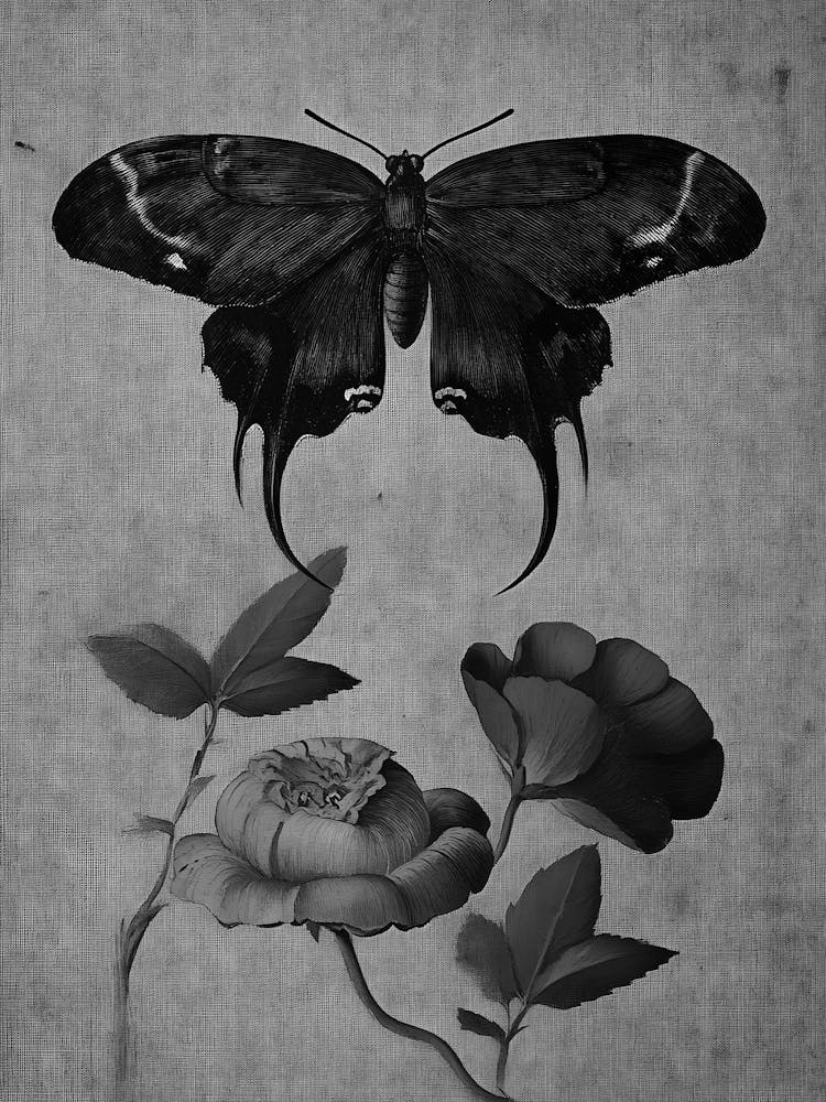 Butterfly And Roses