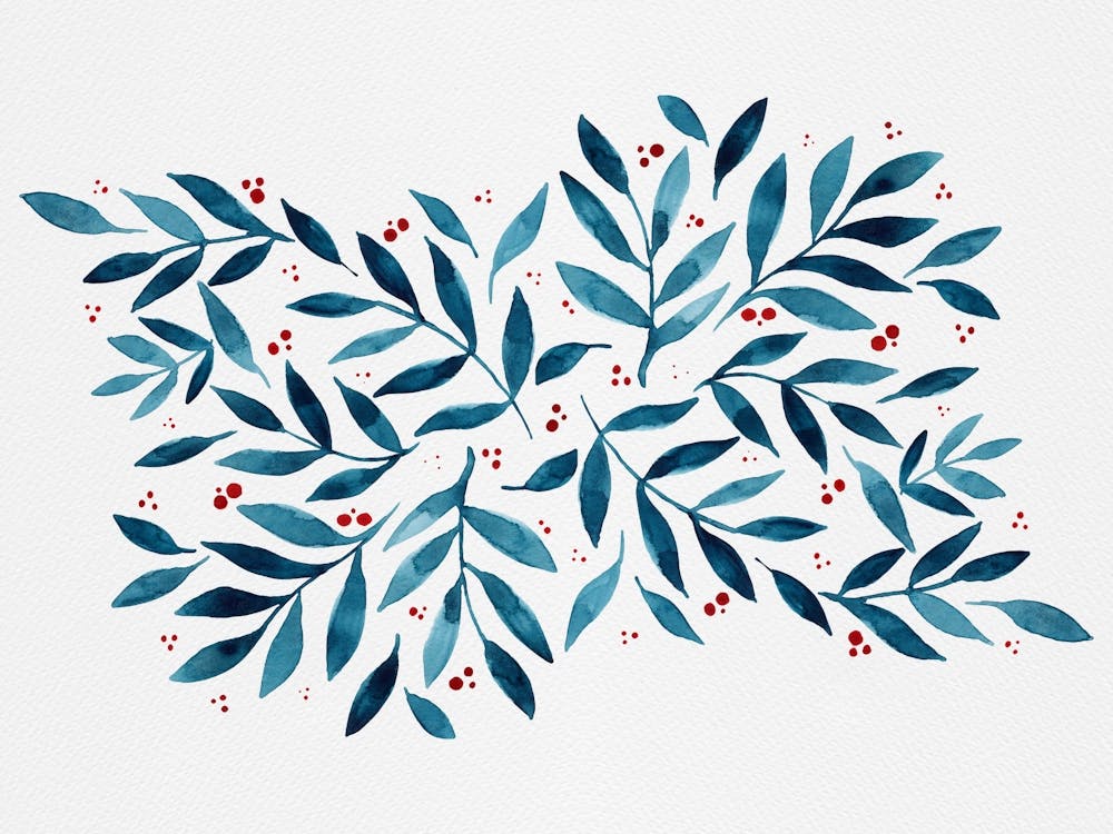 Teal Branches And Dots