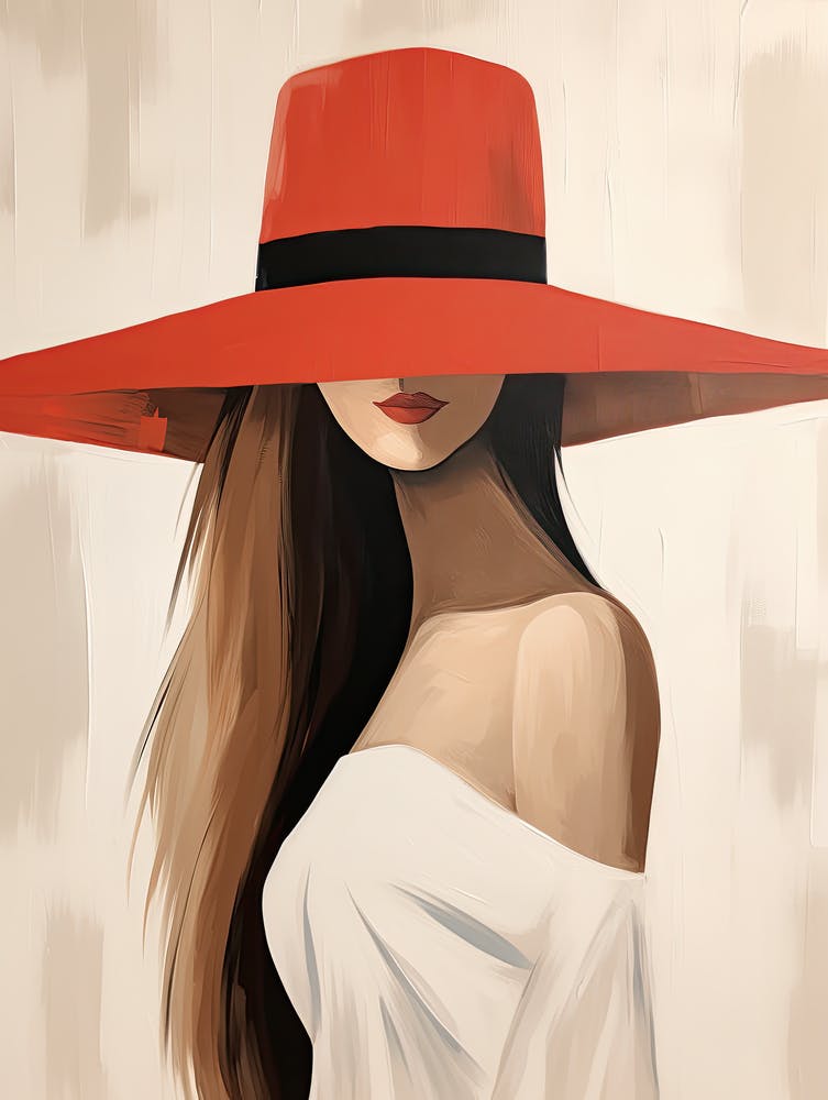 Femme Au Chapeau Rouge | Impression bohème