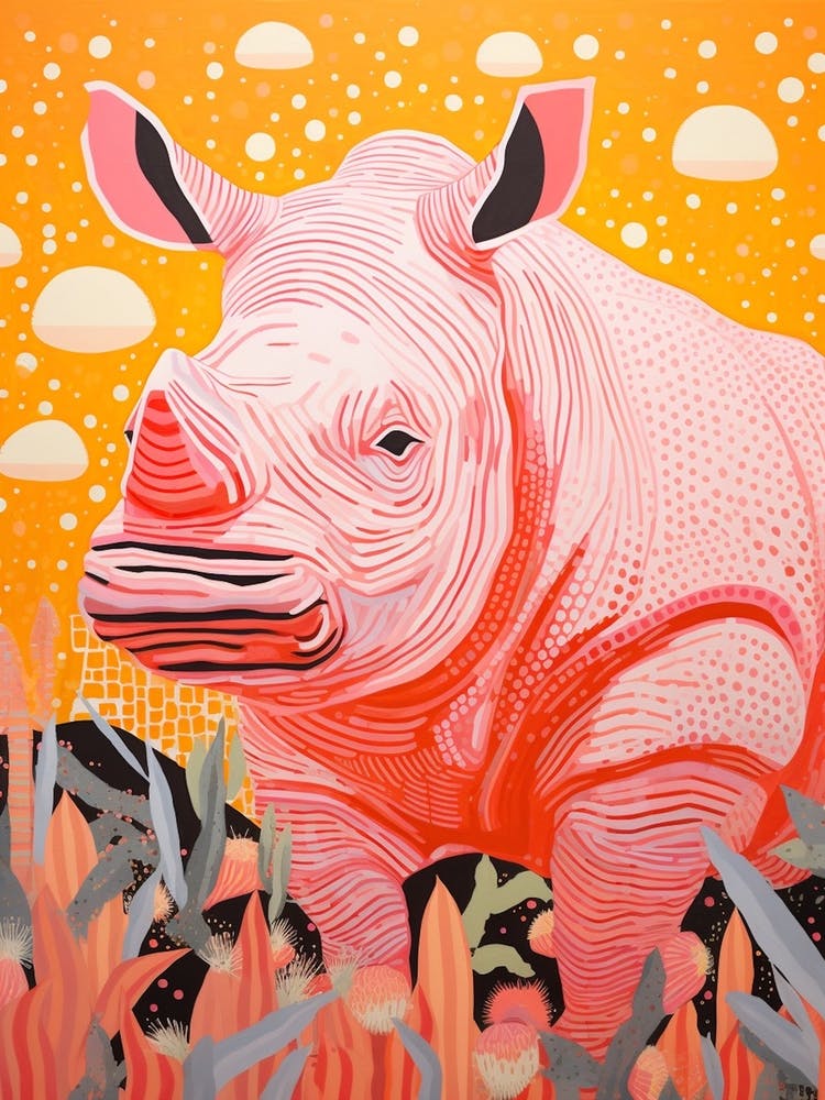 Pink Abstract Geometric Rhino 1