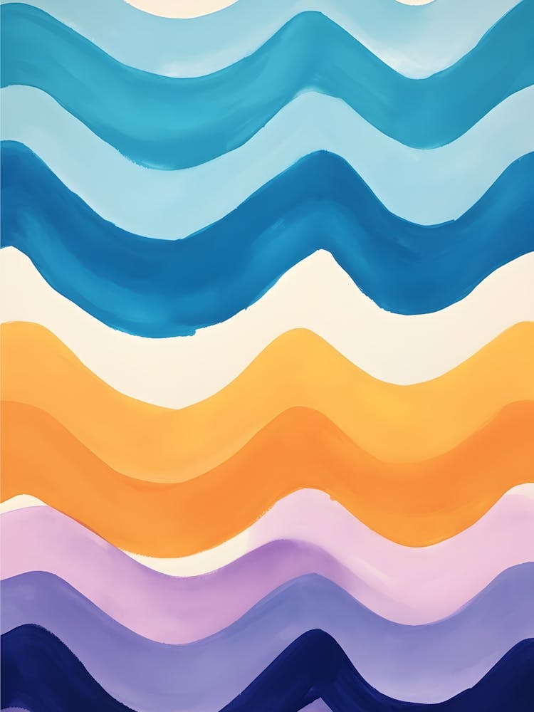 Watercolor Painting Wavy Waves