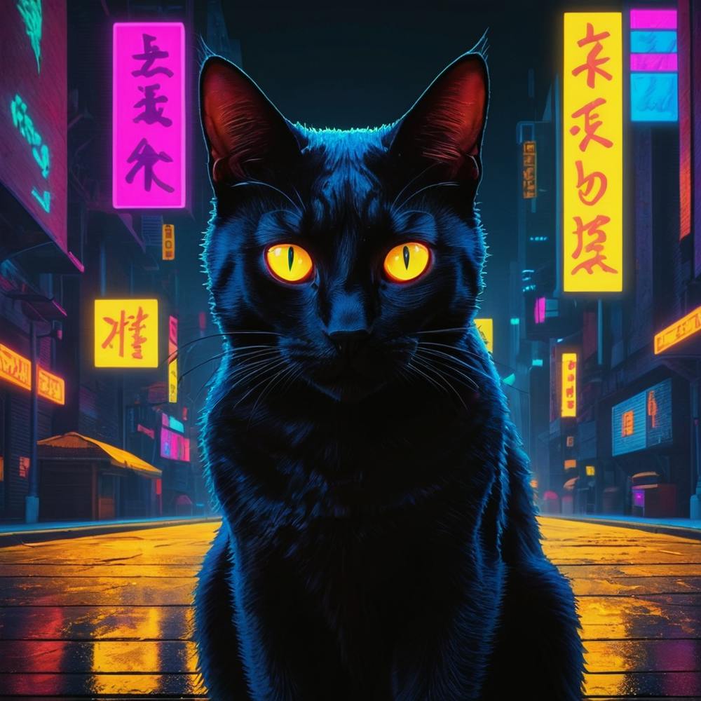 Neon Street Black Cat