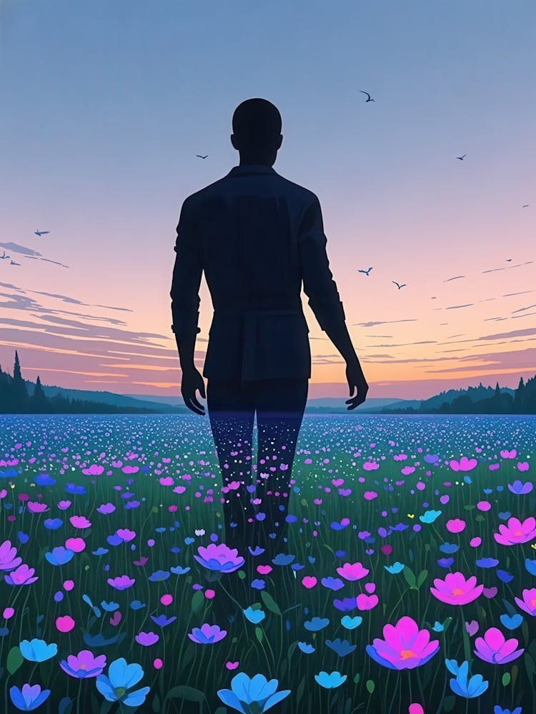Man In A Field Of Flowers 2