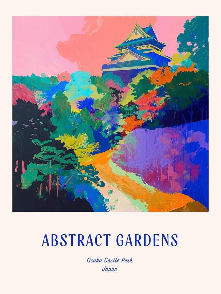 Colourful Gardens Osaka Castle Park Japan 1 Blue Poster