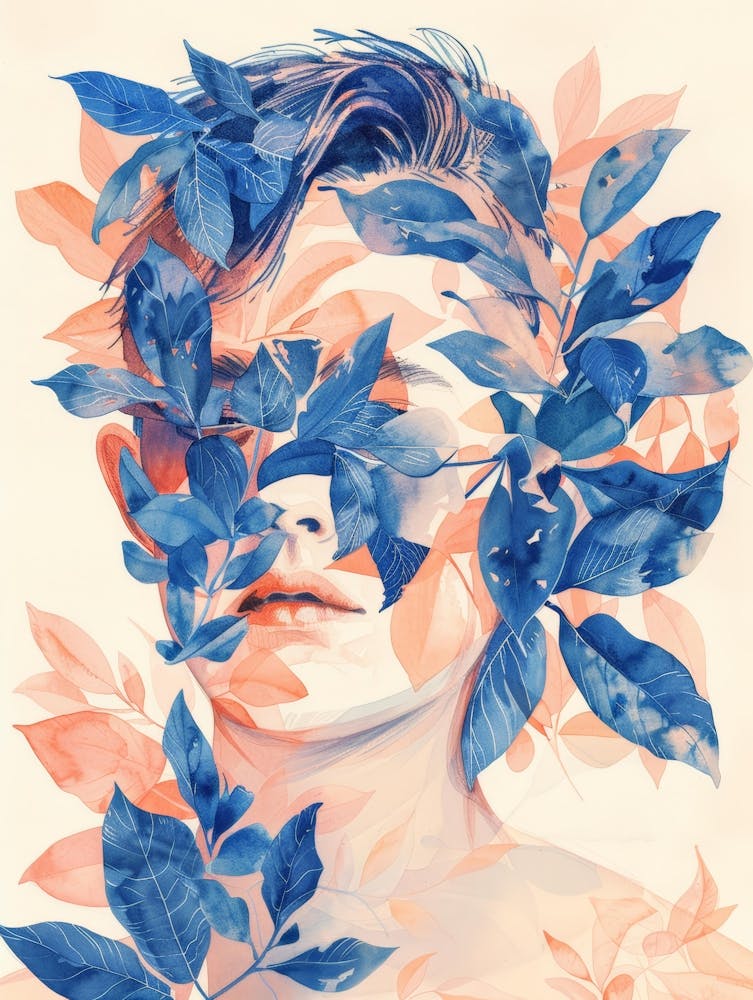 Woman With Leaves On Her Face 6