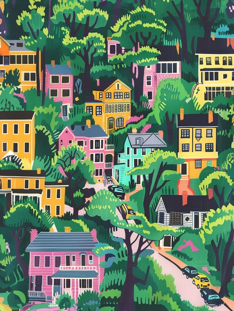 Forest Hills New York Colourful Silkscreen Illustration 1
