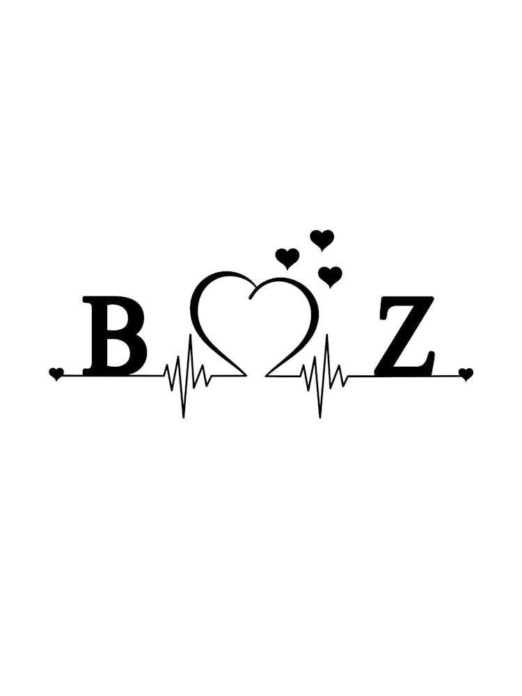 Personalized Couple Name Initial B And Z Monogram