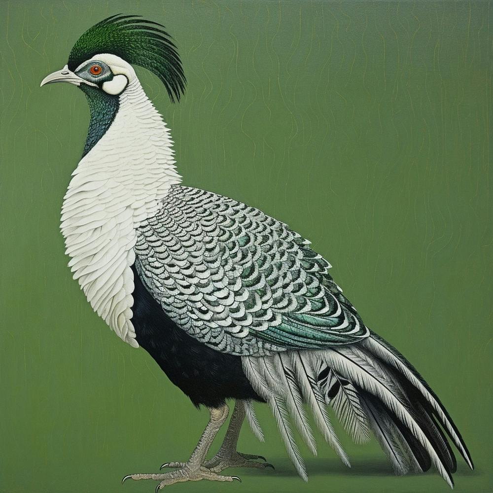 Ohara Koson Inspired Bird Painting Pheasant 7 Square