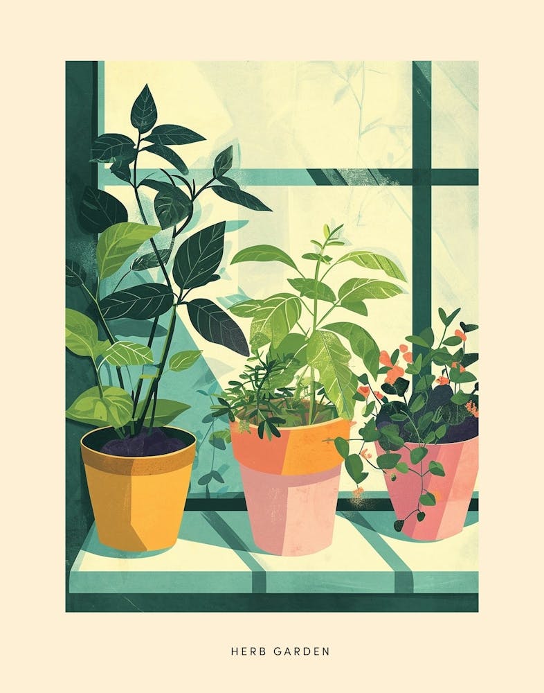 Kräutergarten Art Deco Poster 3