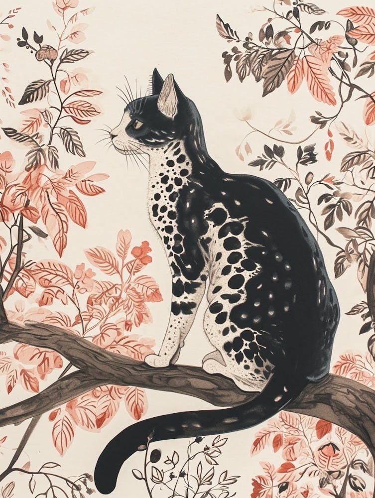 Bengal Cat Japanese Illustration 4