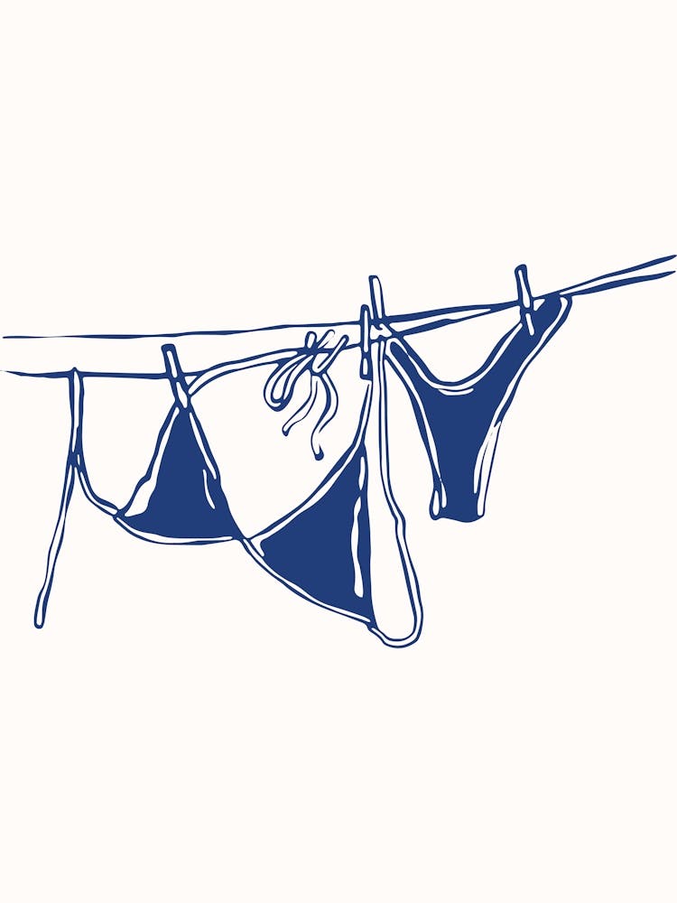 Blue Bikini On A Clothesline Poster