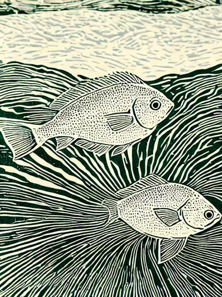 Flounder II Linocut