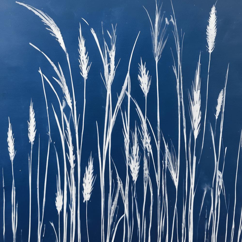 Blue cyanotype Grasses