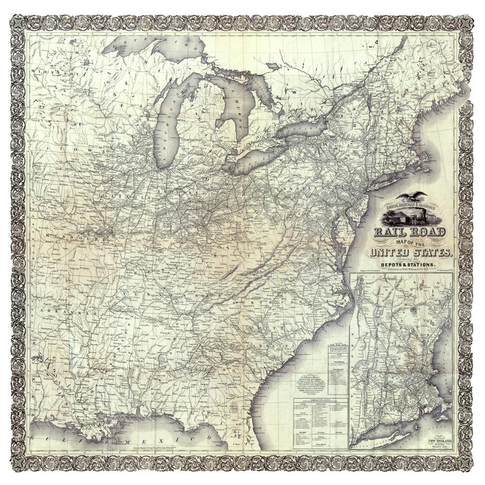 5207 United States Rail Road Map 1856 Vintage Pictorial Map