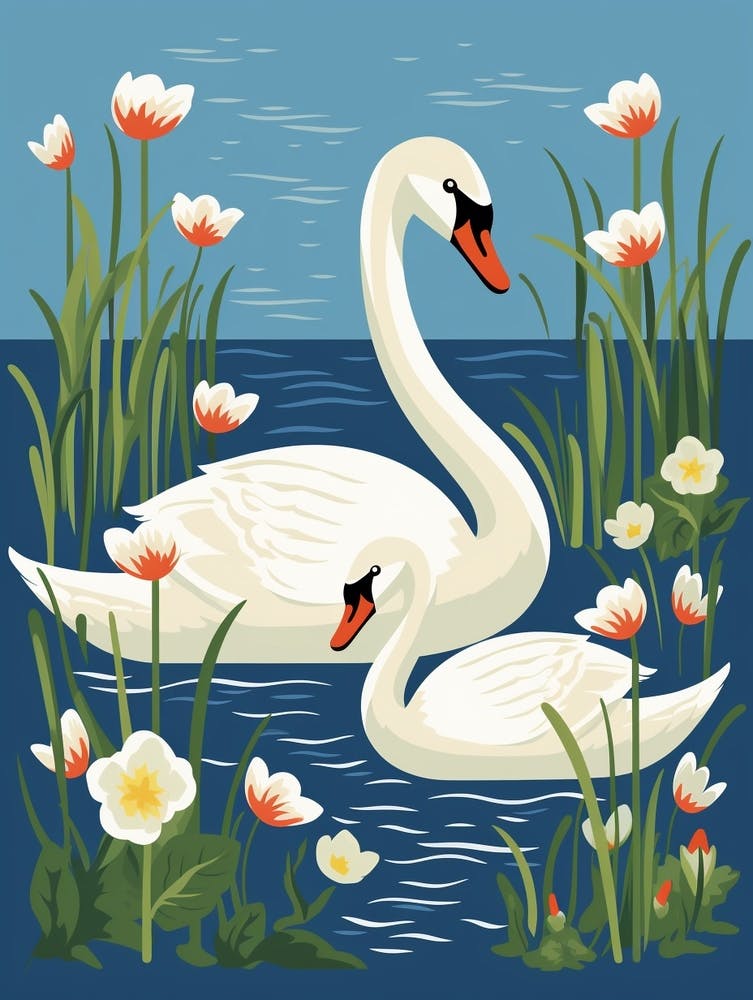 Baby Animal Illustration  Swan 1