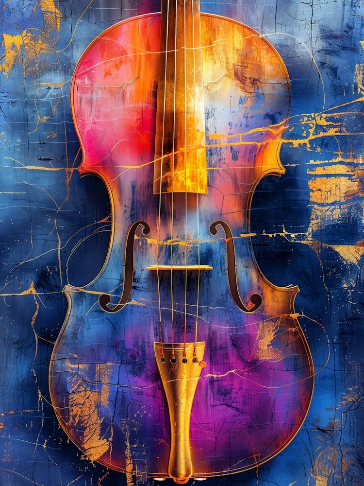 Violin On Blue Background music art