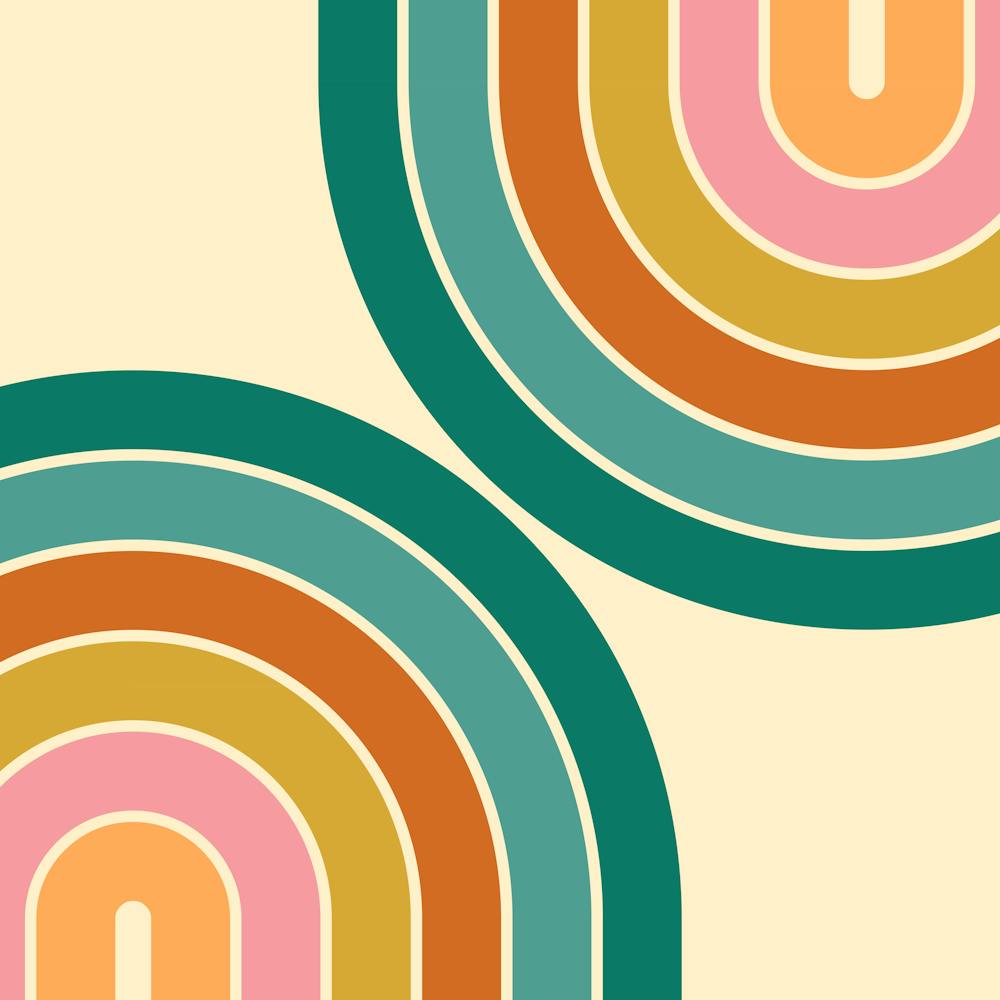 Midcentury Modern Geometric Rainbow Ii In Vintage Themed 02 1