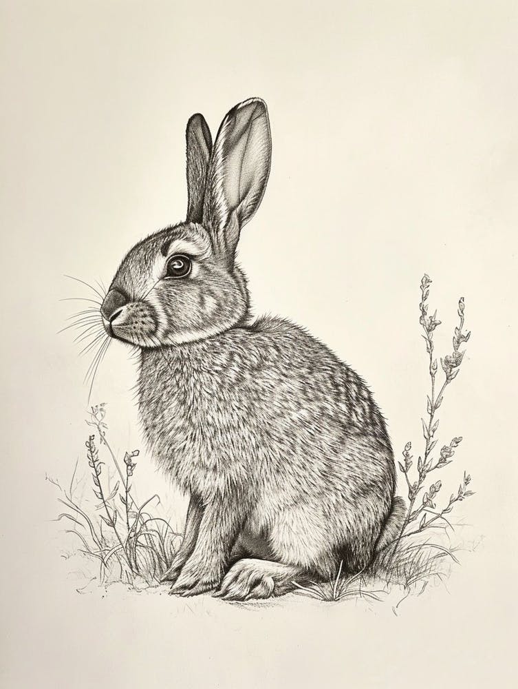 French Lop Rabbit Drawing 1
