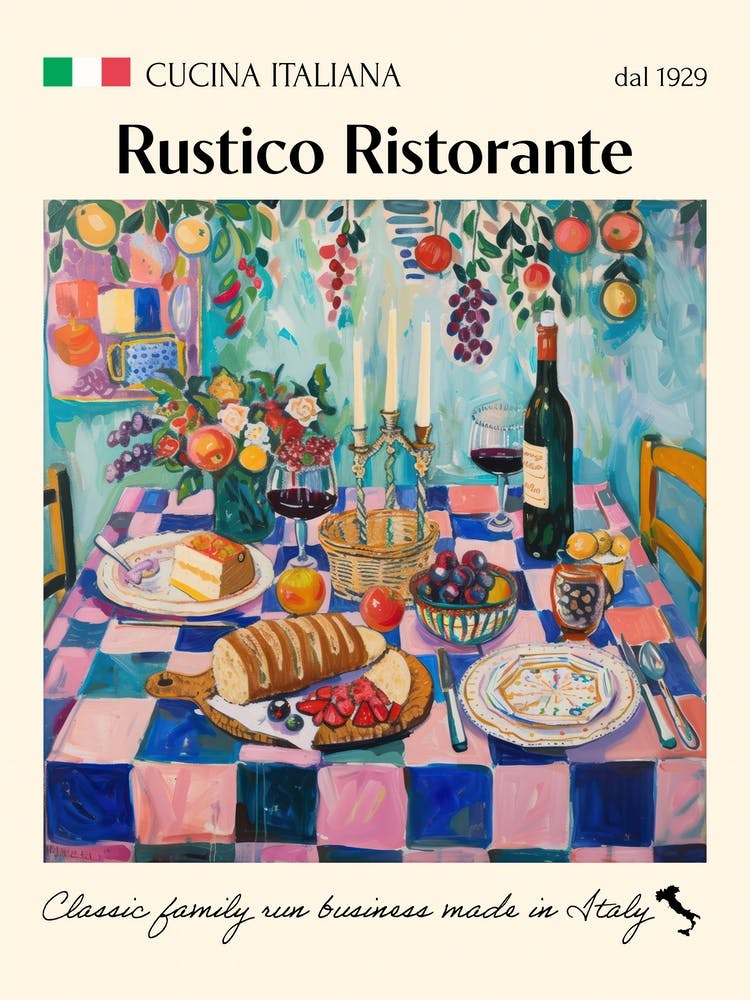 Rustico Ristorante Trattoria Italian Poster Food Kitchen