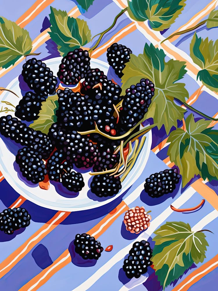 Mulberries Fruit Summer Illustration 4