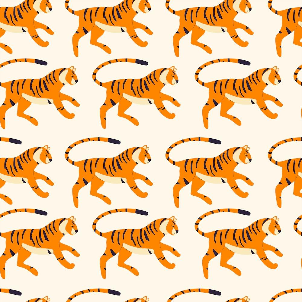 Tiger Pattern On White Square
