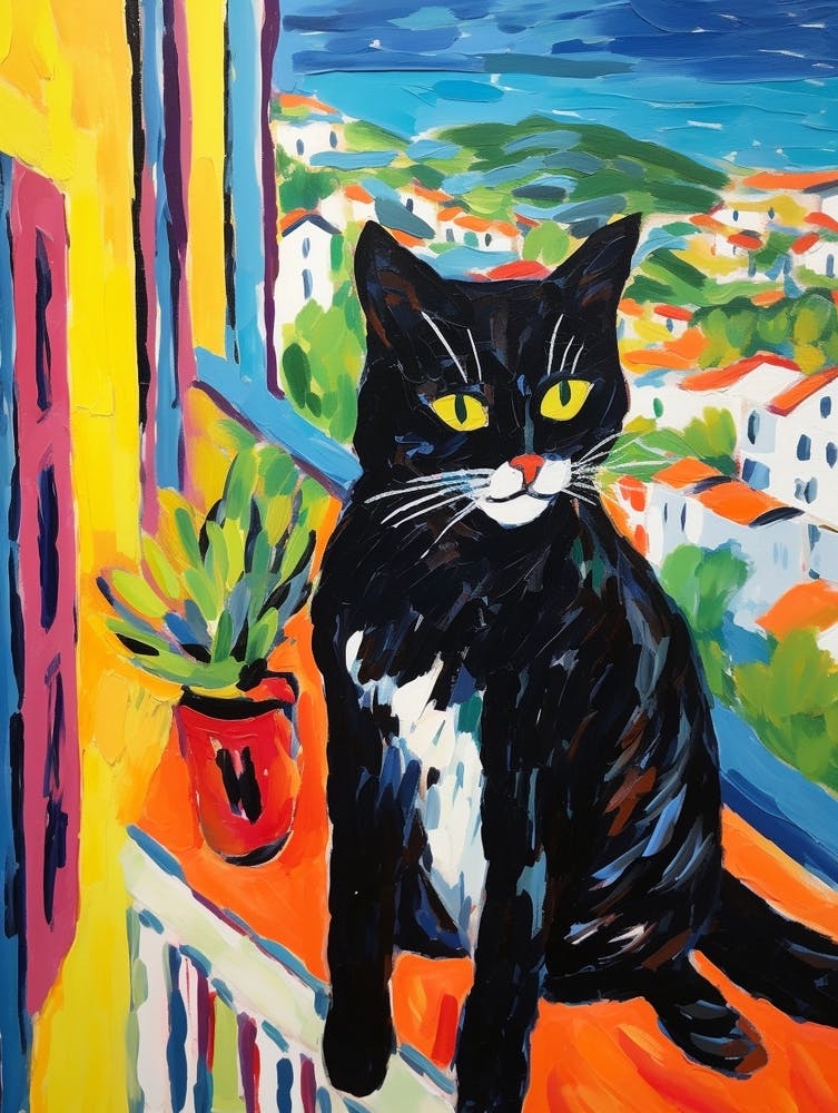 Painting Of A Cat In Cannes France 3