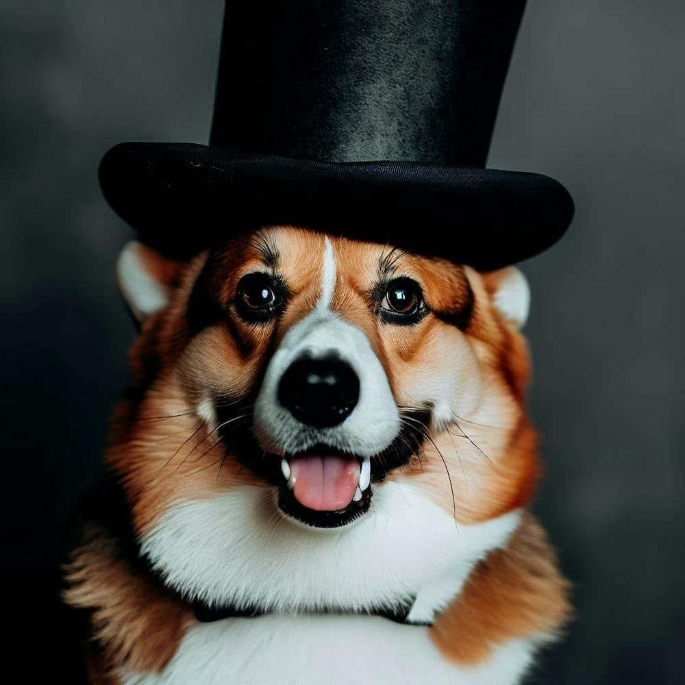 Corgi In Top Hat