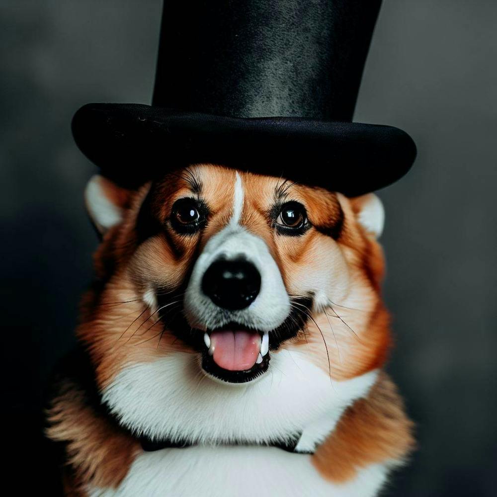 Corgi In Top Hat