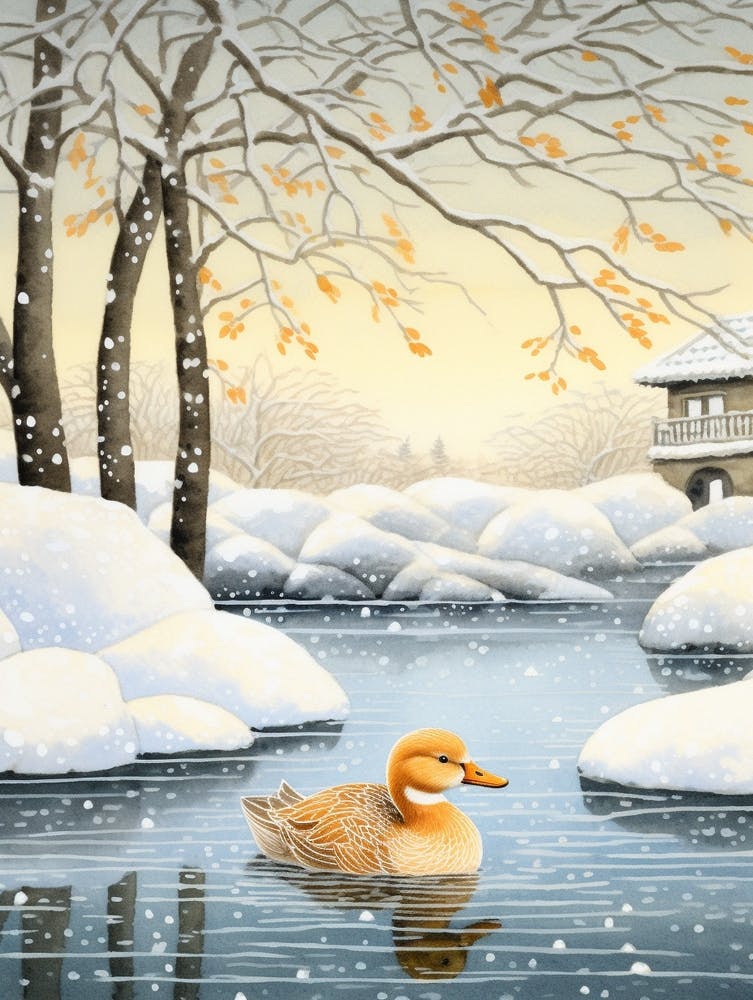 Winter Bird Painting Duck 2
