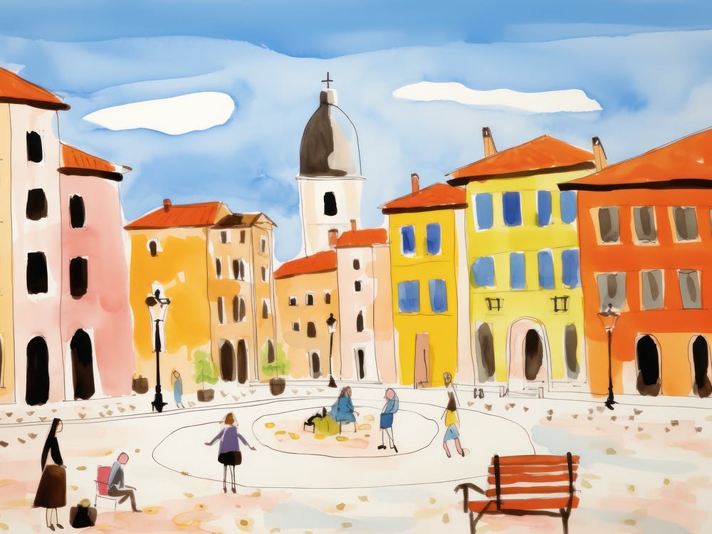 Modena Italy Cute Watercolour Illustration 3