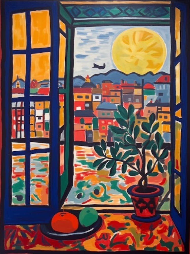 Window View Of Amsterdam In The Style Of Fauvist 2