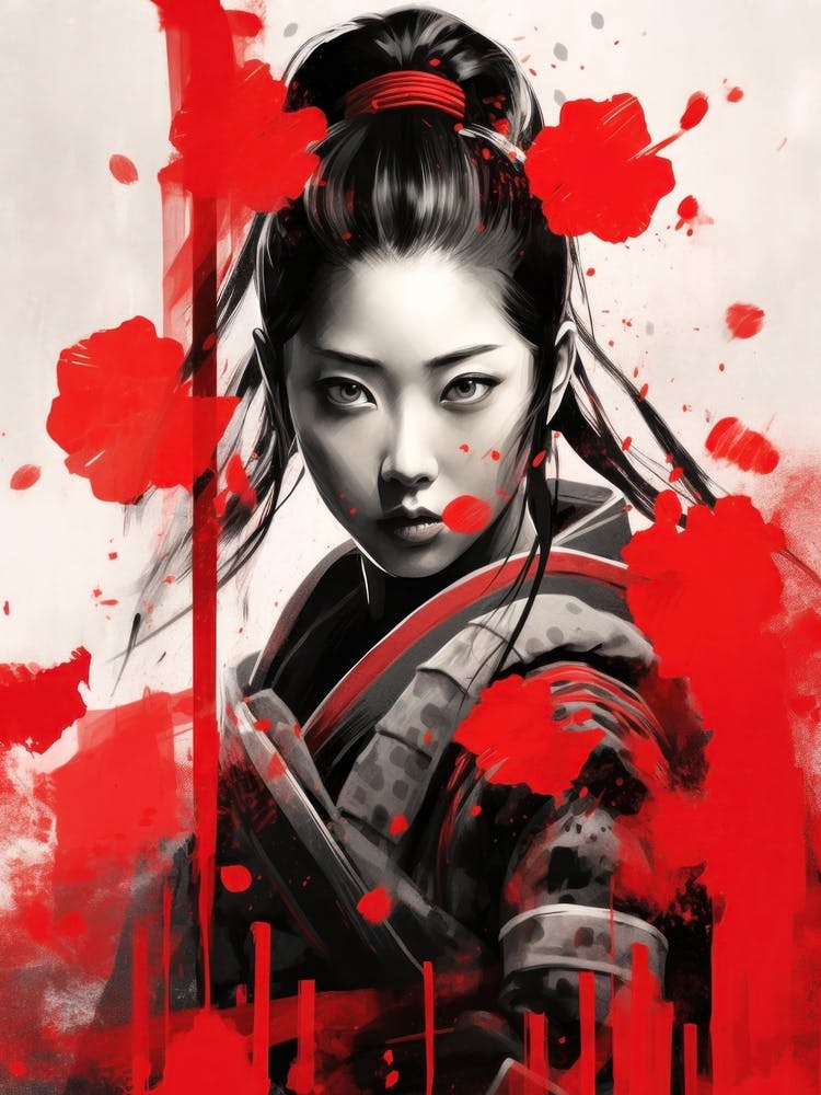 Samurai Mädchen Japanische Kunst